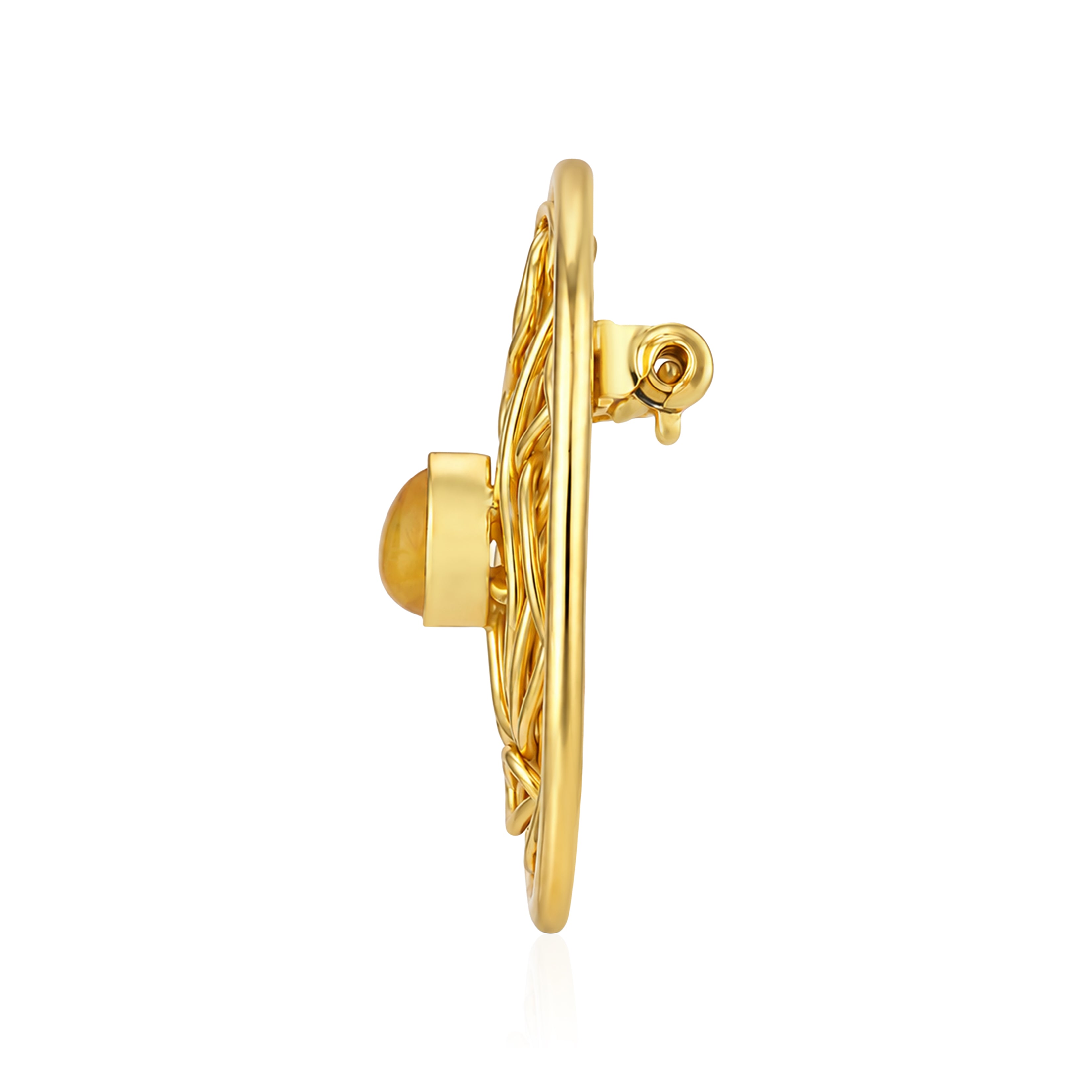 Abstract Wire Nest Gold Plated Brooch Saree Pin