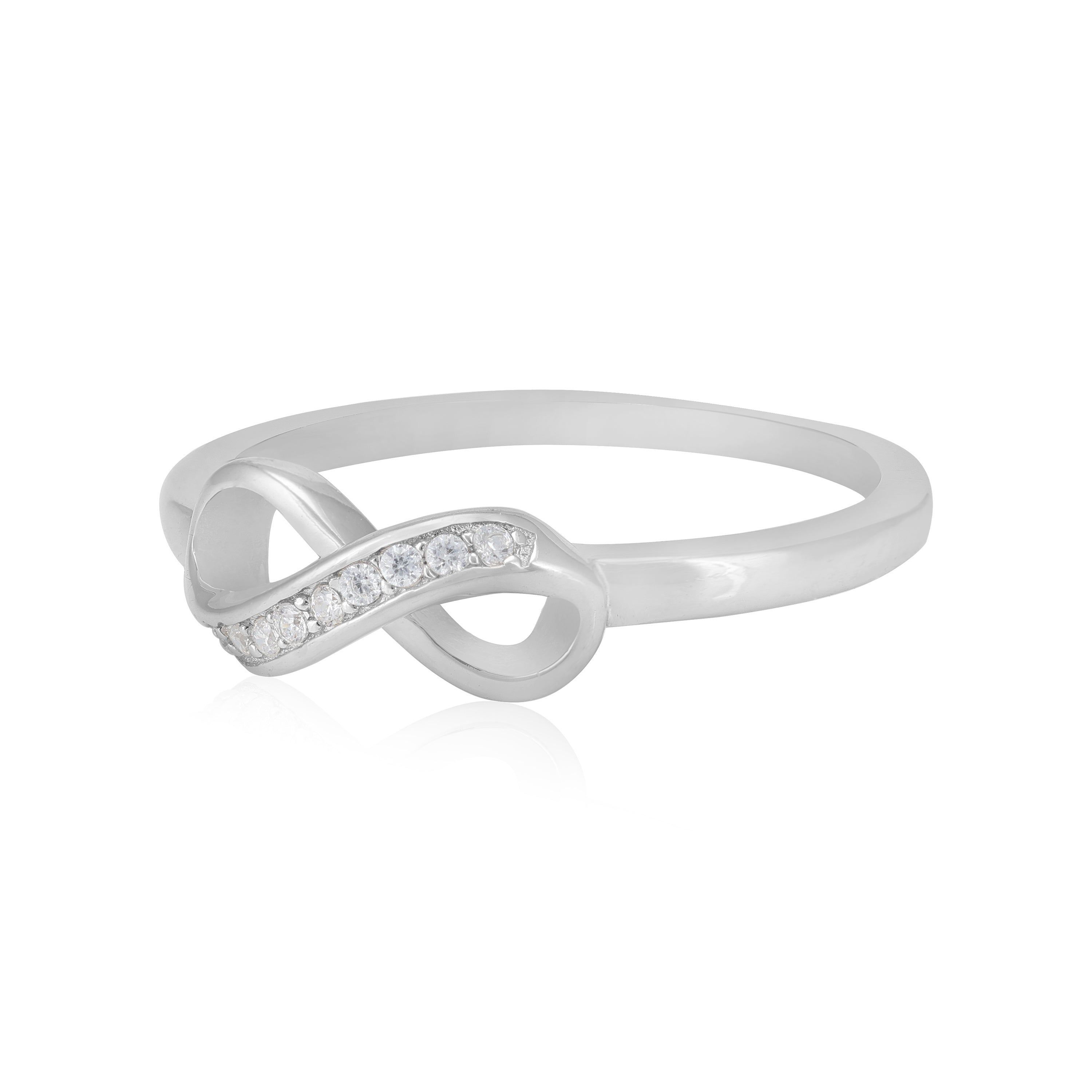 Accent Stone Rhodium Infinity Bond Ring