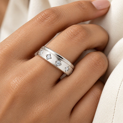 Adjustable Diamond Star Sterling Silver Ring