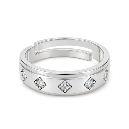 Adjustable Diamond Star Sterling Silver Ring