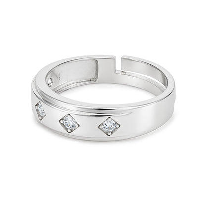 Adjustable Diamond Star Sterling Silver Ring