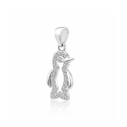 Adorable Penguin Sparkle 925 Sterling Silver Pendant for Women