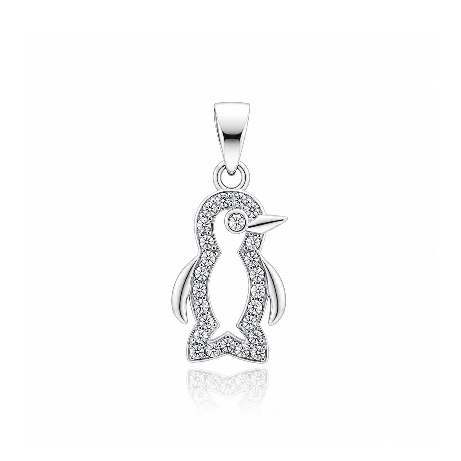 Adorable Penguin Sparkle 925 Sterling Silver Pendant for Women