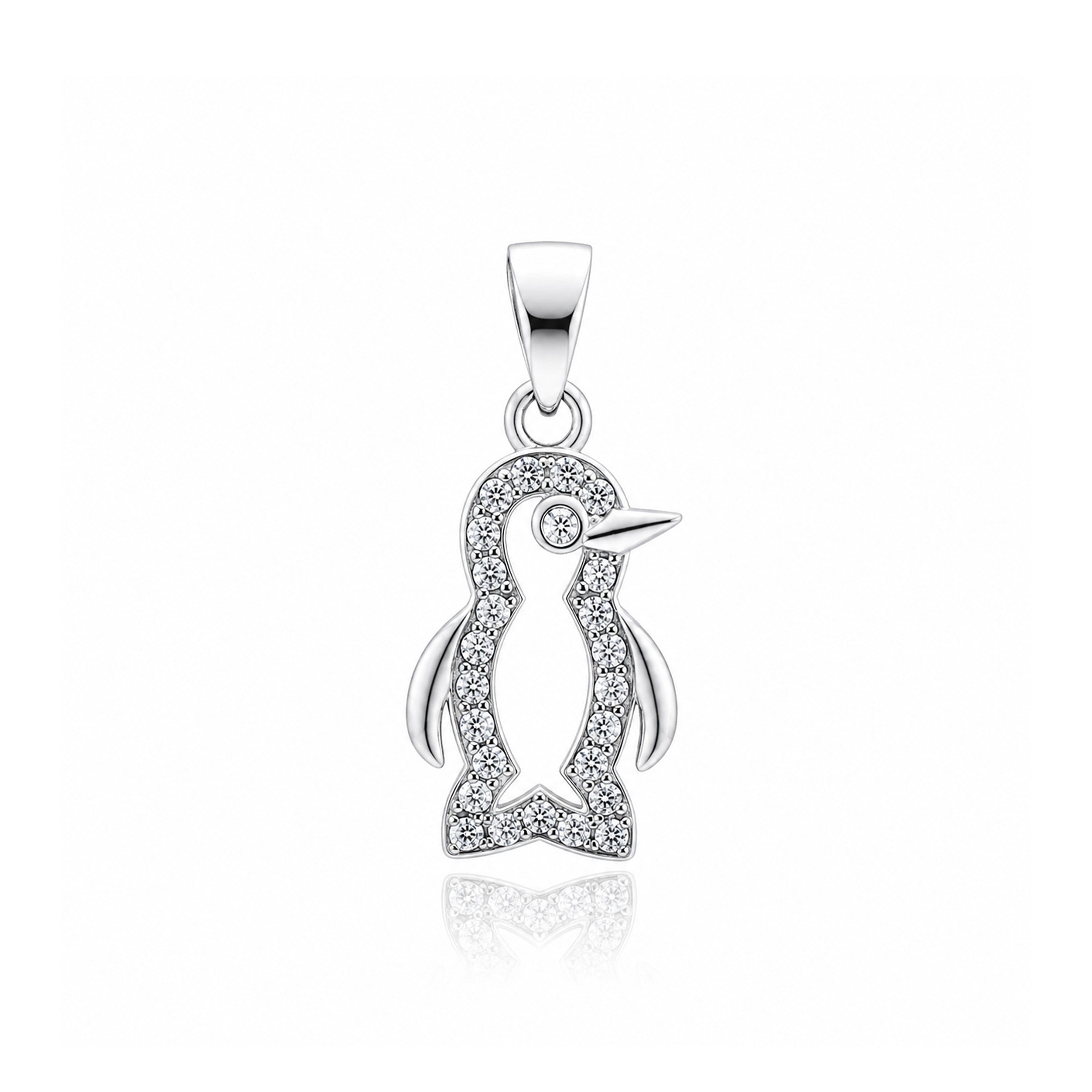 Adorable Penguin Sparkle 925 Sterling Silver Pendant for Women