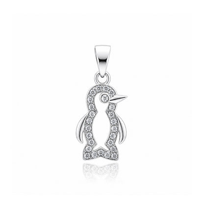 Adorable Penguin Sparkle 925 Sterling Silver Pendant for Women