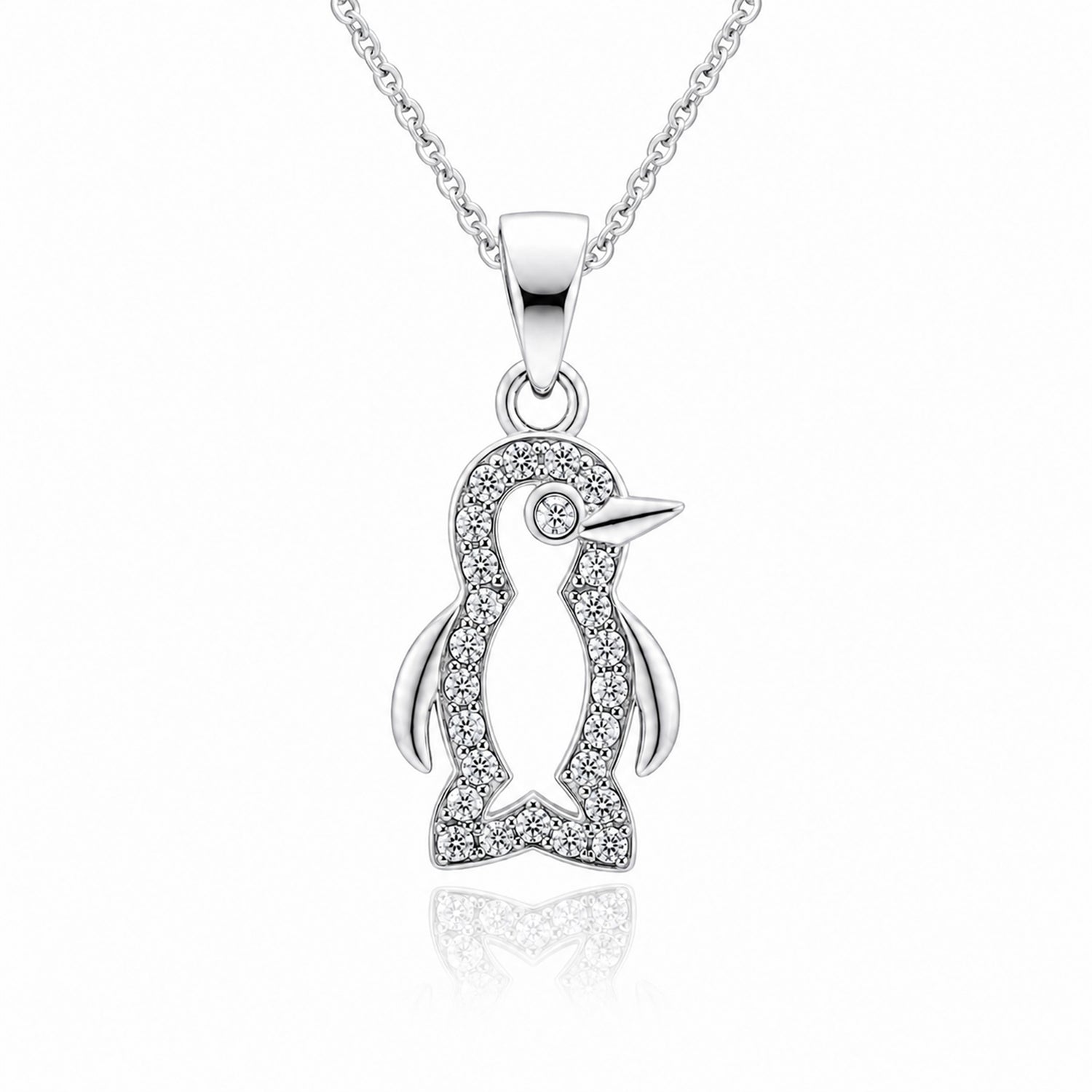 Adorable Penguin Sparkle 925 Sterling Silver Pendant for Women