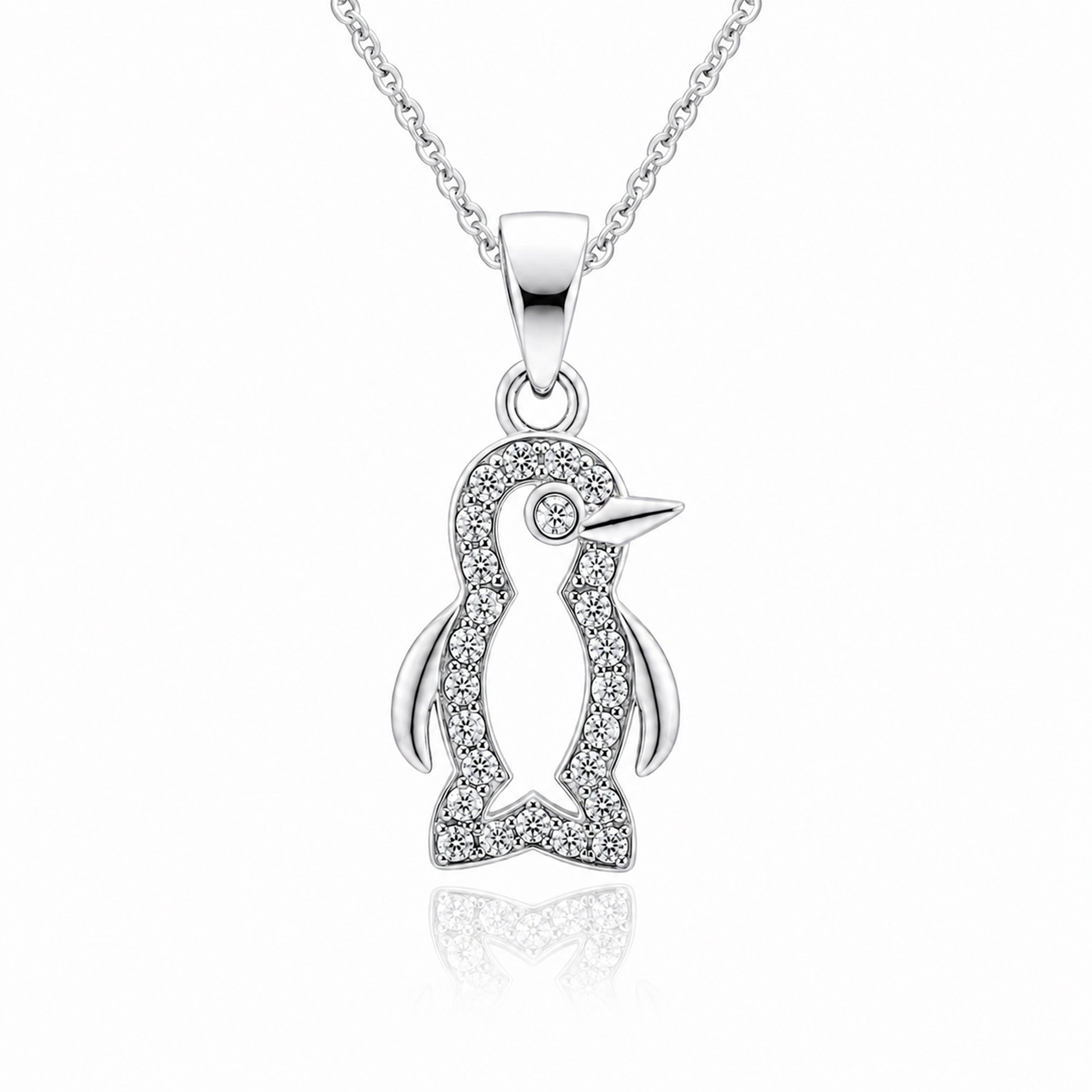 Adorable Penguin Sparkle 925 Sterling Silver Pendant for Women