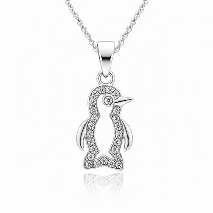 Adorable Penguin Sparkle 925 Sterling Silver Pendant for Women