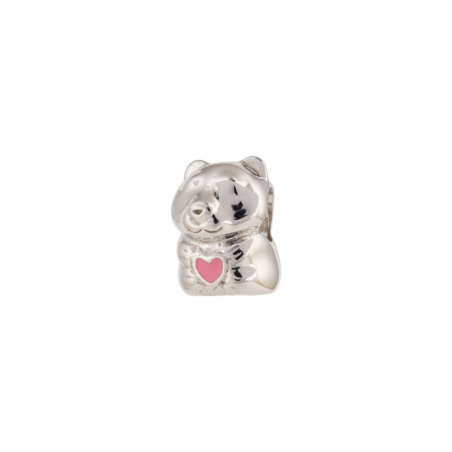 Adorable Pink Heart Teddy Bear 925 Sterling Silver Pendant for women