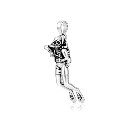 Adventure Scuba Diver 925 Sterling Silver StatementPendant