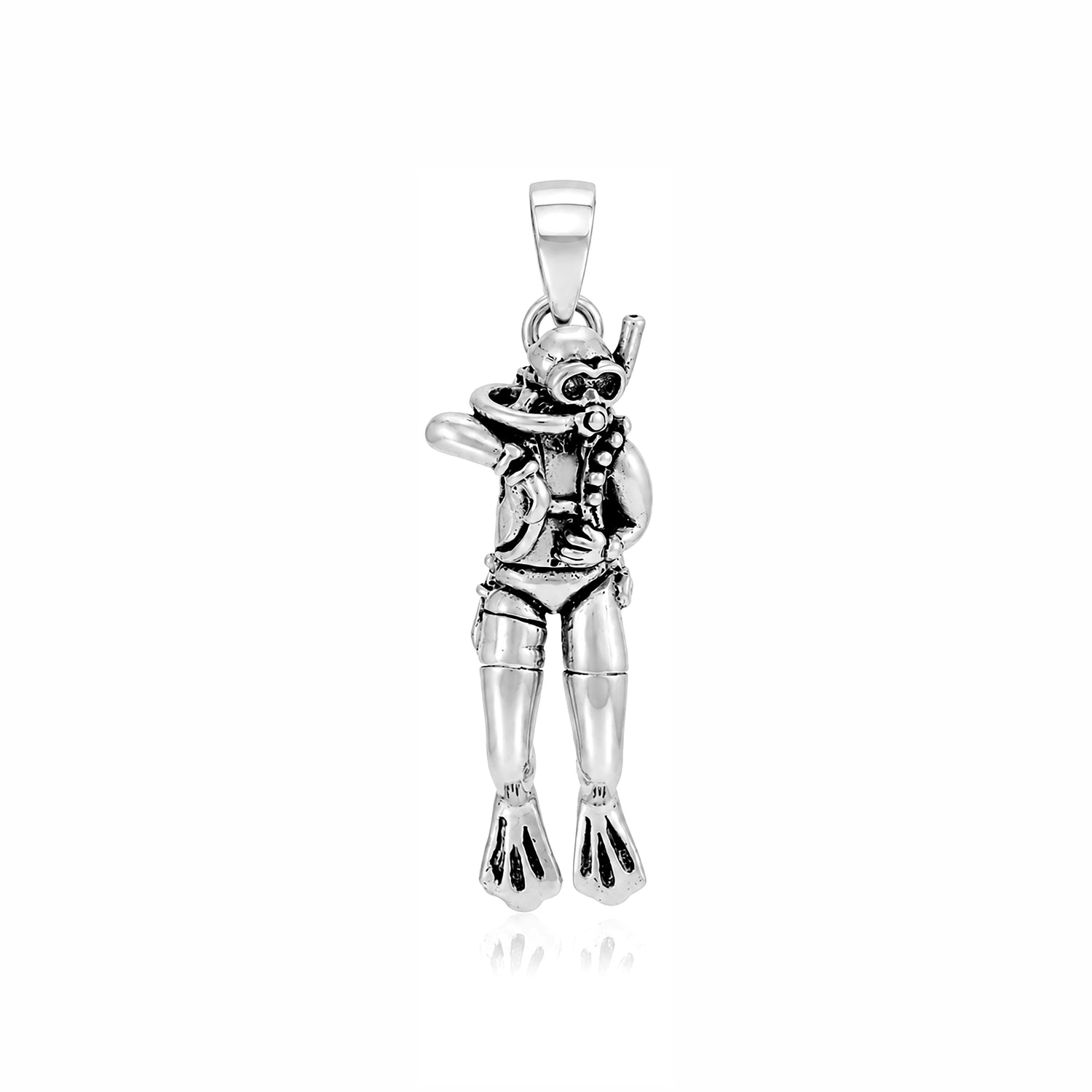 Adventure Scuba Diver925 Sterling Silver StatementPendant