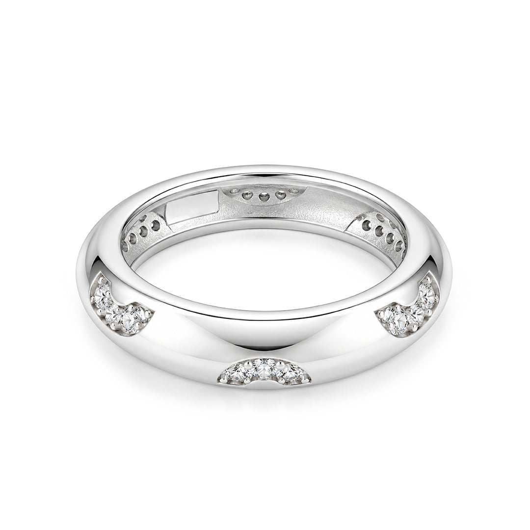 Alternating Textured Domed Sterling Silver Ring