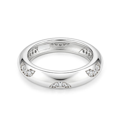 Alternating Textured Domed Sterling Silver Ring