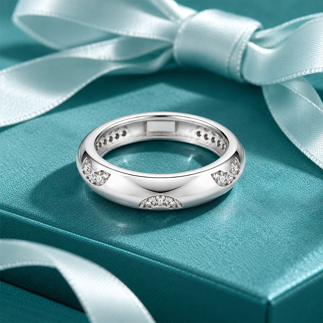 Alternating Textured Domed Sterling Silver Ring