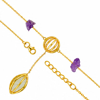 Amethyst Cage 925 Sterling Silver Chain Bracelet