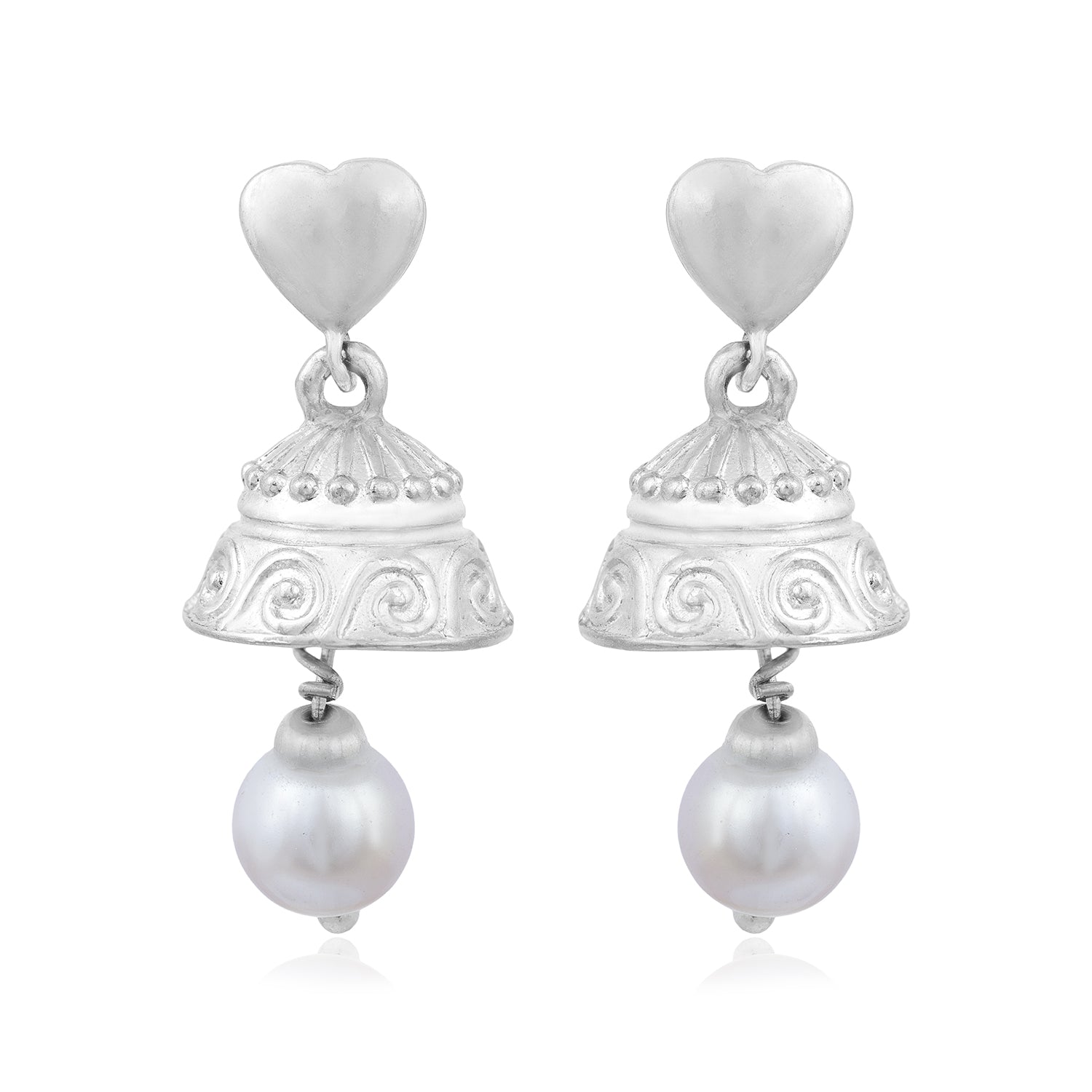 Amour Pearl Rhodium Plated 925 Jumka Earring 
