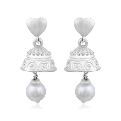 Amour Pearl Rhodium Plated 925 Jumka Earring 
