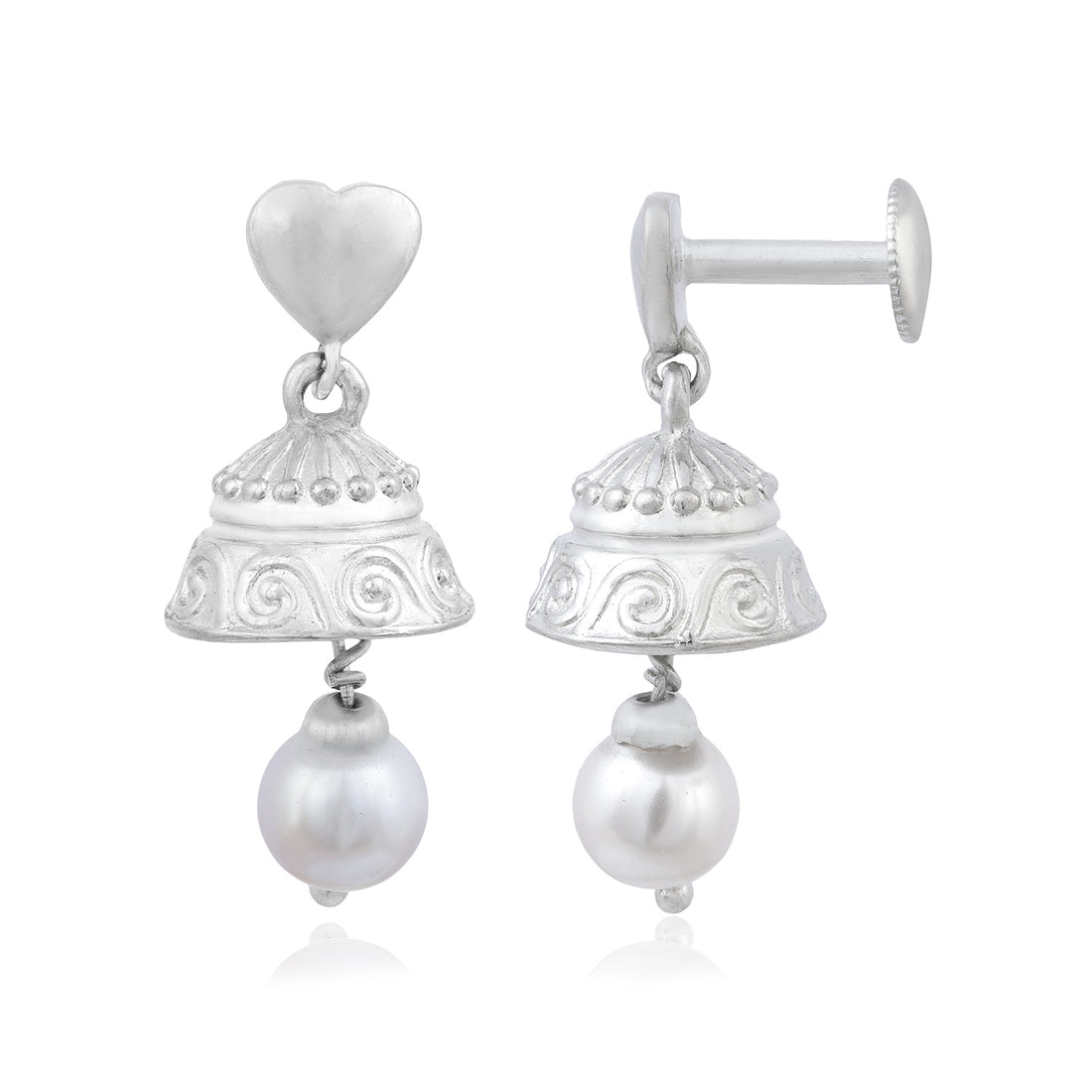 Amour Pearl Rhodium Plated Jumka Earring