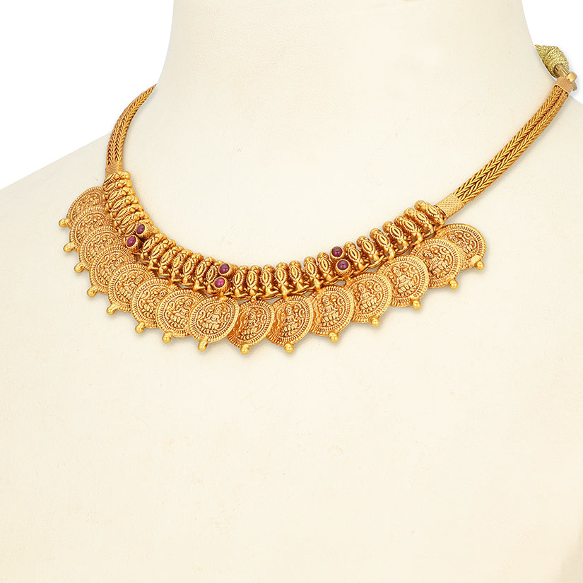 Ancestral Lakshmi Kasu Necklace 925 Sterling Silver Necklace for Women