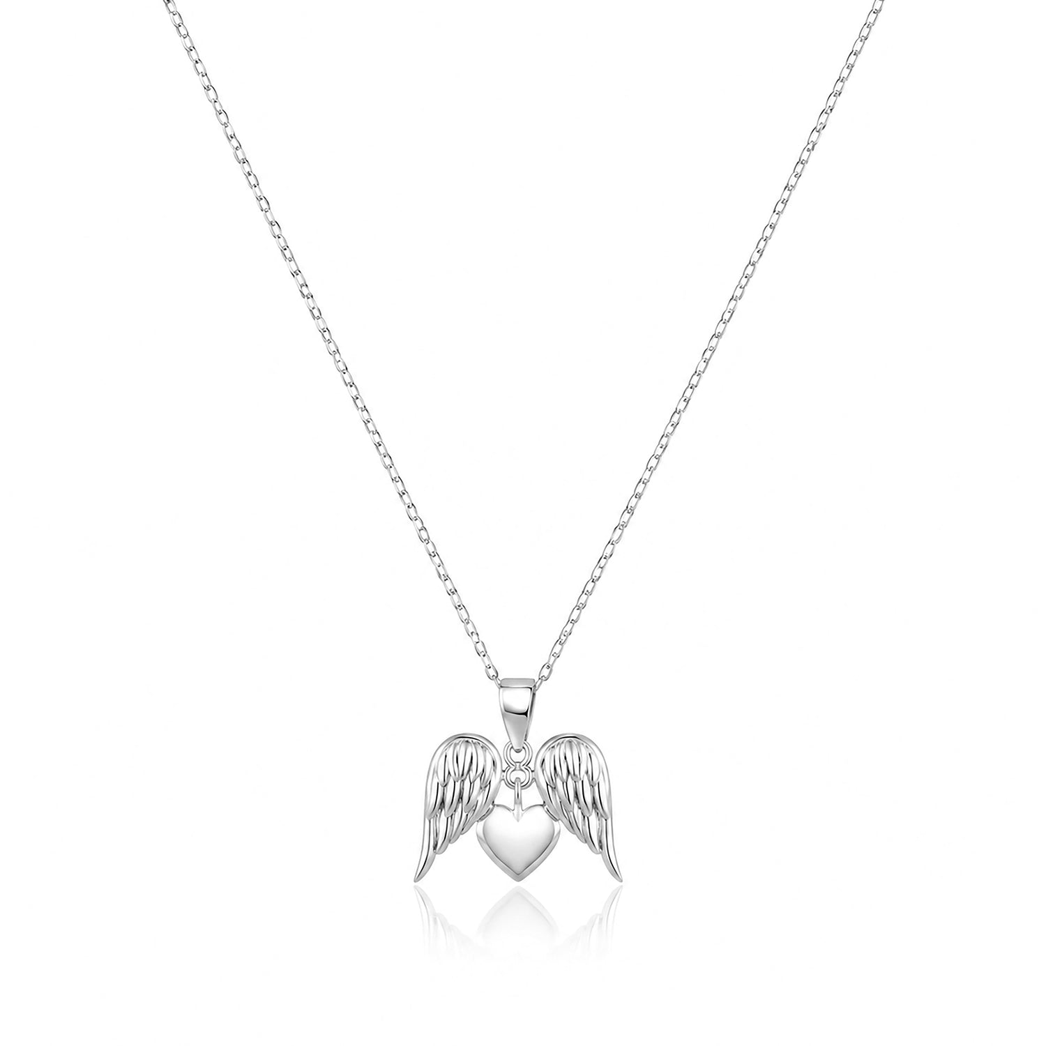 Angelic 925 Sterling Silver Winged Heart Chain Pendant