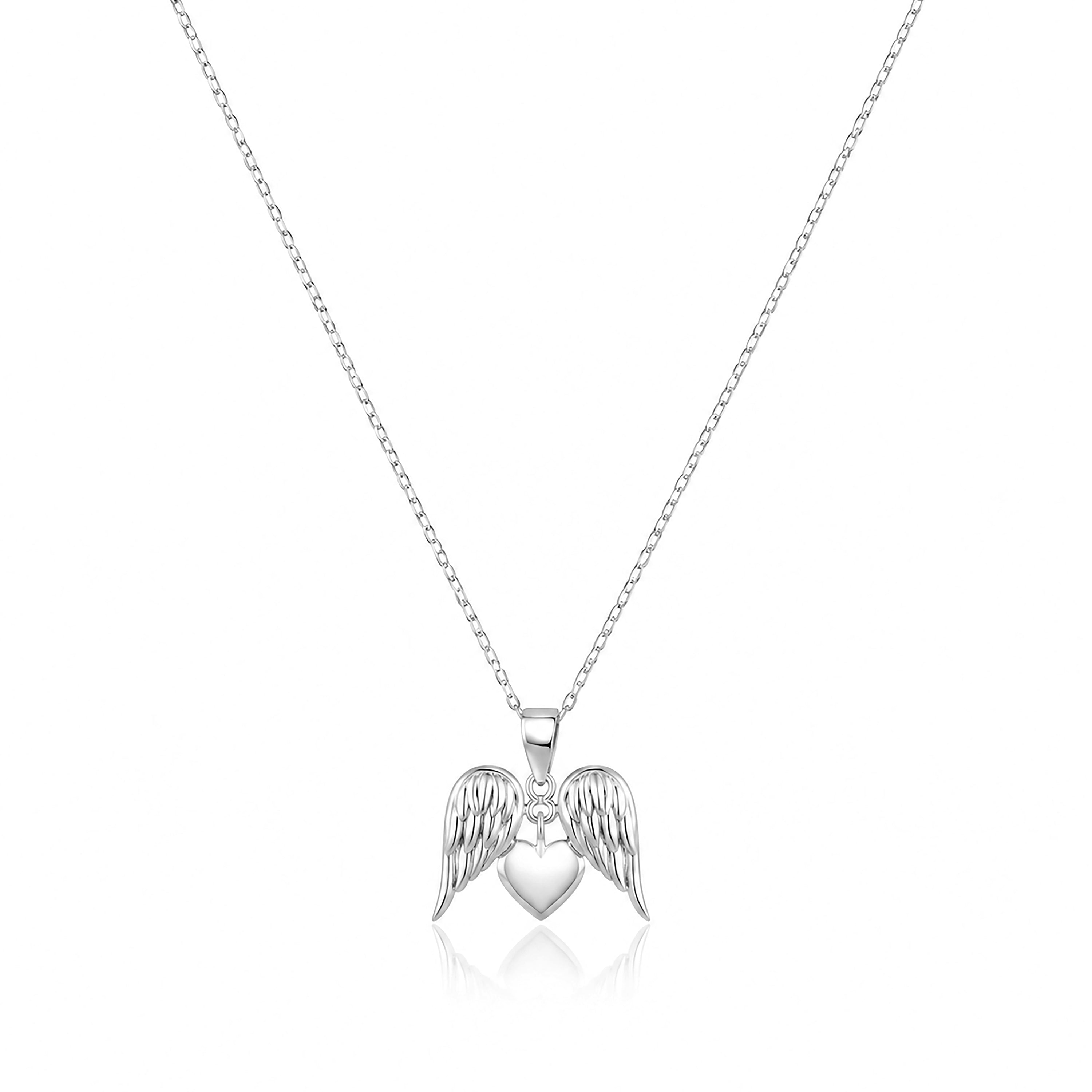 Angelic 925 Sterling Silver Winged Heart Chain Pendant