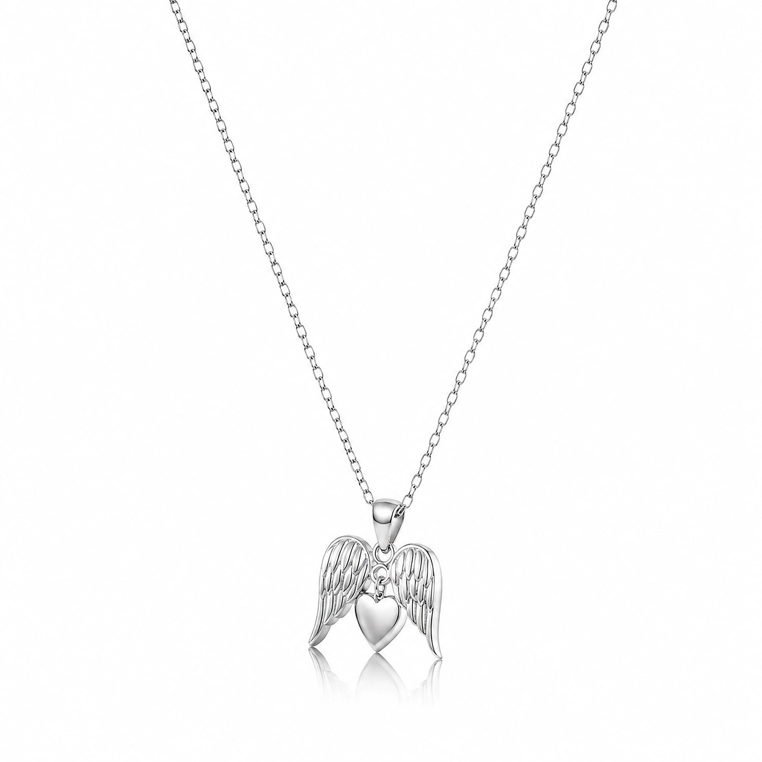 Angelic 925 Sterling Silver Winged Heart Chain Pendant