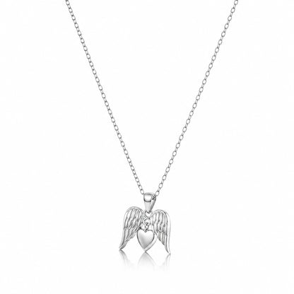 Angelic 925 Sterling Silver Winged Heart Chain Pendant