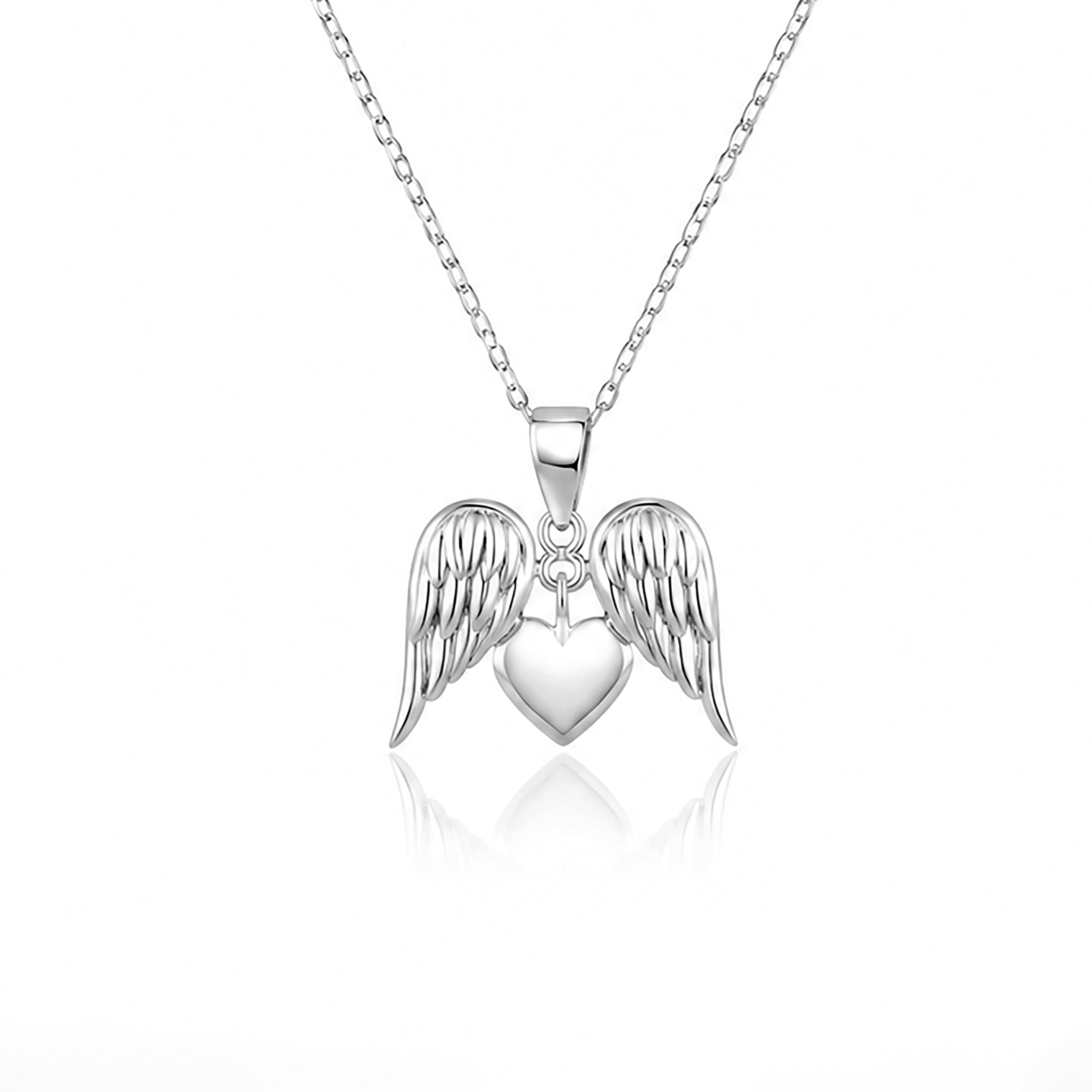 Angelic 925 Sterling Silver Winged Heart Chain Pendant