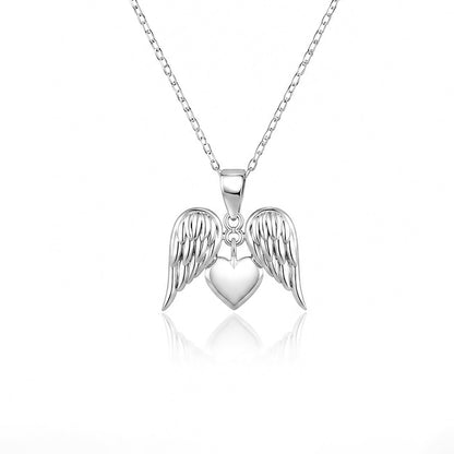 Angelic 925 Sterling Silver Winged Heart Chain Pendant