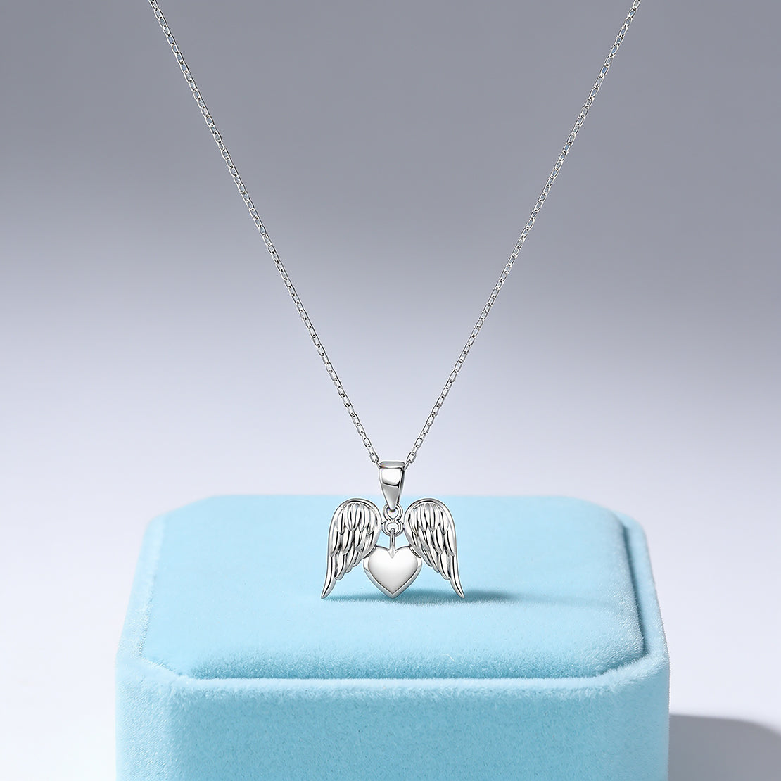 Angelic 925 Sterling Silver Winged Heart Chain Pendant
