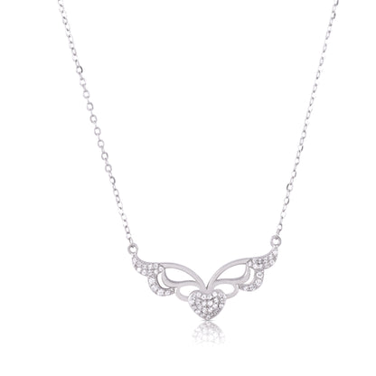 Angelic Heart Rhodium Plated Elegant Cable Chain Pendant