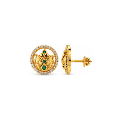 Antique Butterfly Emerald Halo Sterling Silver Studs