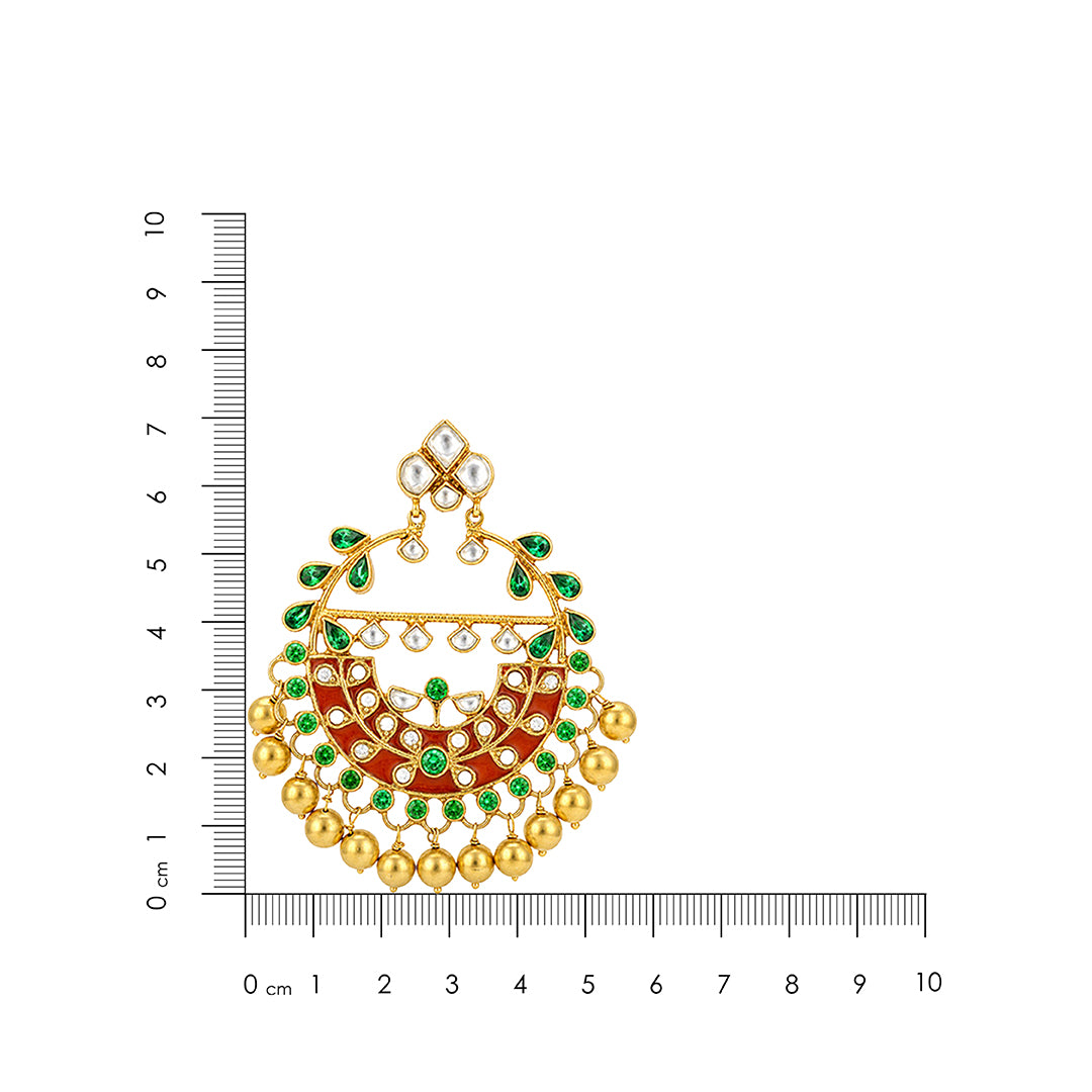 Antique Gold Meenakari Kundan Chandbali Earrings