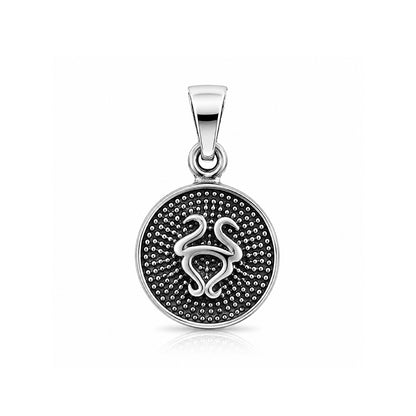 Antique Zodiac Taurus Disc 925 Sterling Silver Pendant for women