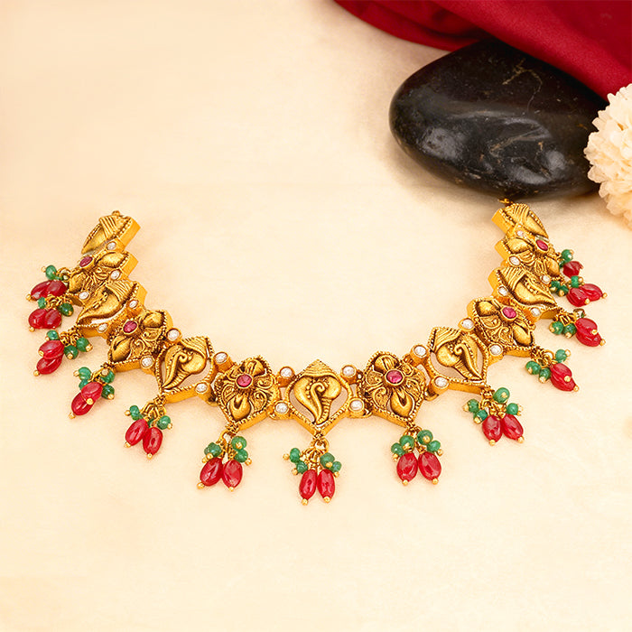 Antique Alternating Floral Shell Motif 925 Sterling Silver Pink Green Drop Necklace for Women