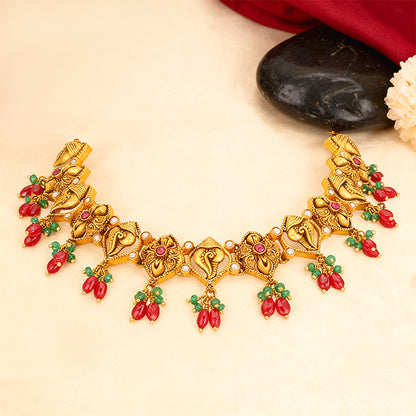 Antique Alternating Floral Shell Motif 925 Sterling Silver Pink Green Drop Necklace for Women