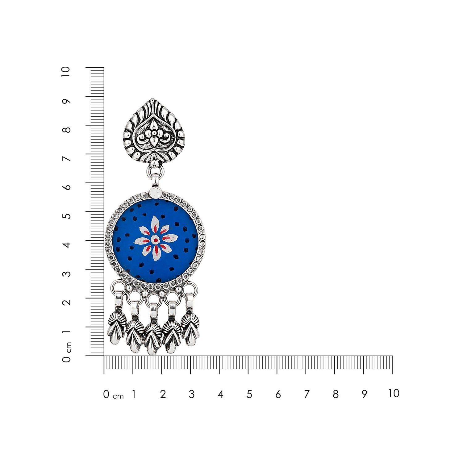 Antique Blue Bloom 925 Sterling Silver Elegant Earring