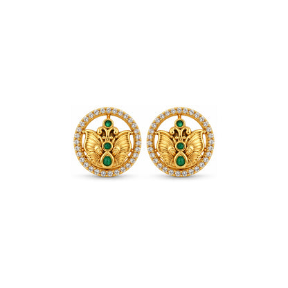 Antique Butterfly Emerald Halo Sterling Silver Studs