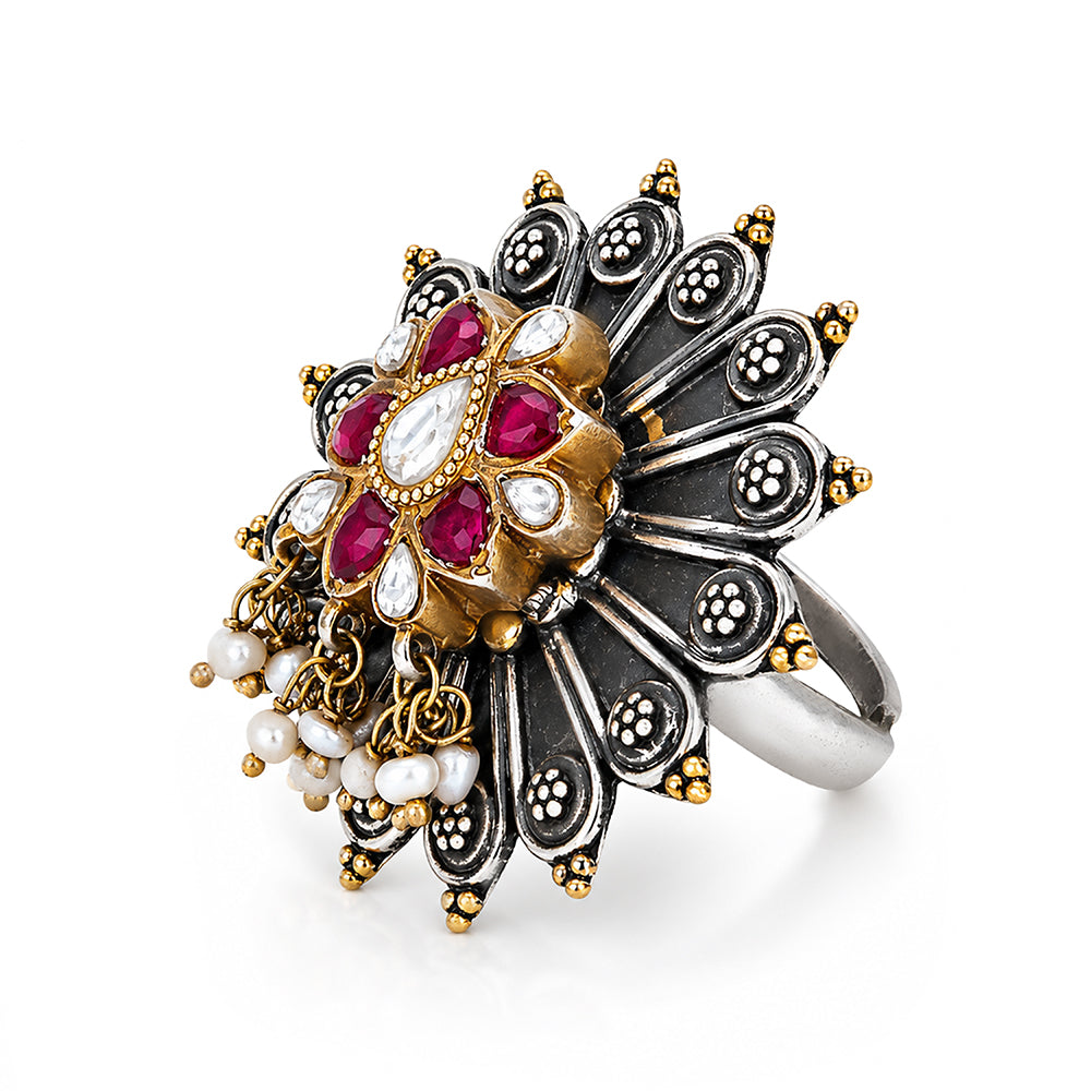 Antique Floral 925 Sterling Silver Designer Ring