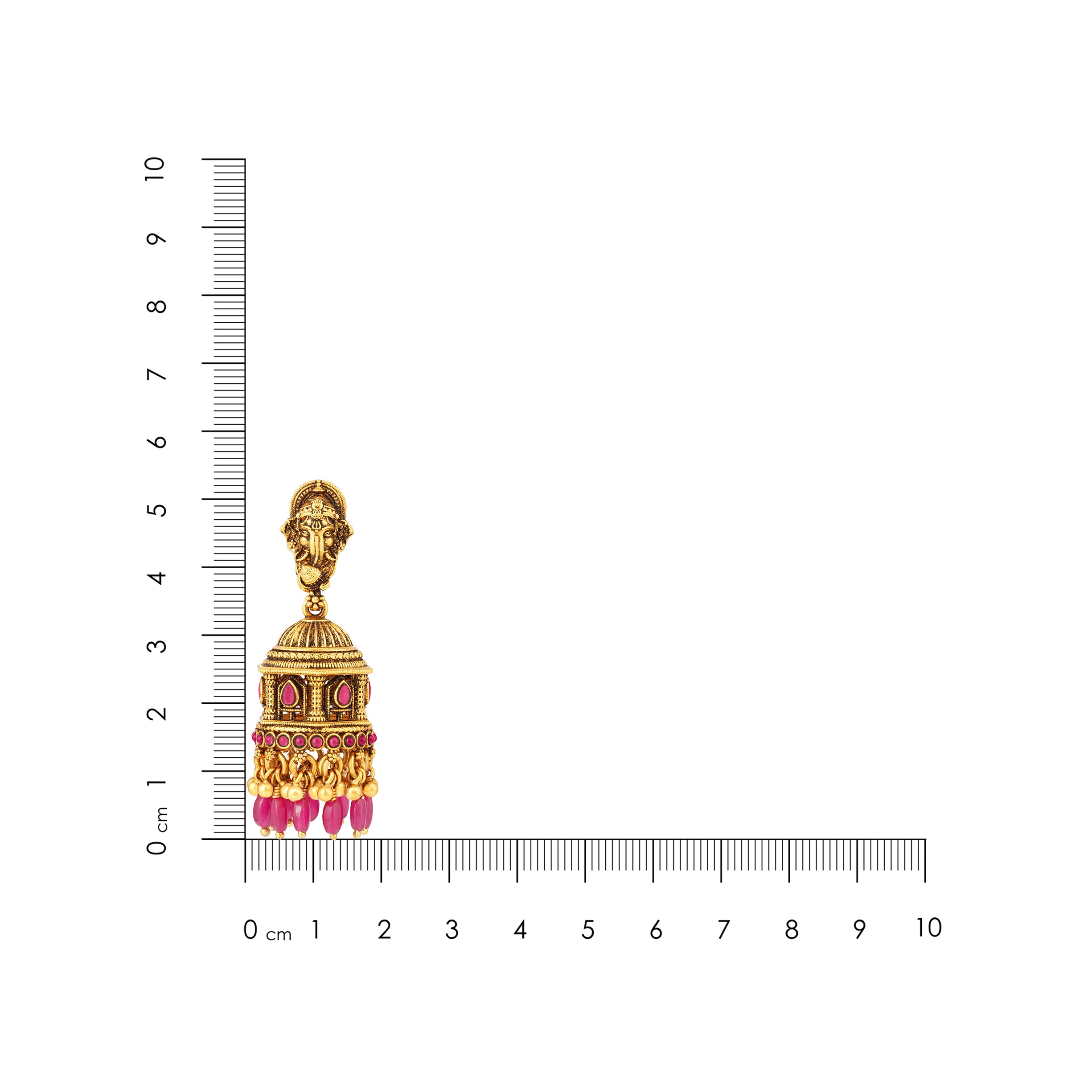 Antique Ganesha 925 Sterling Silver Ruby Dangle Jhumkha for Women