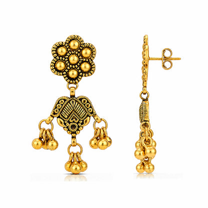 Antique Gold Floral Drop Earrings
