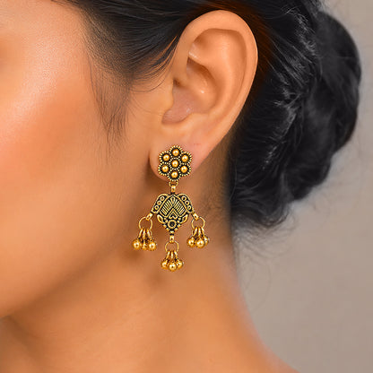 Antique Gold Floral Drop Earrings