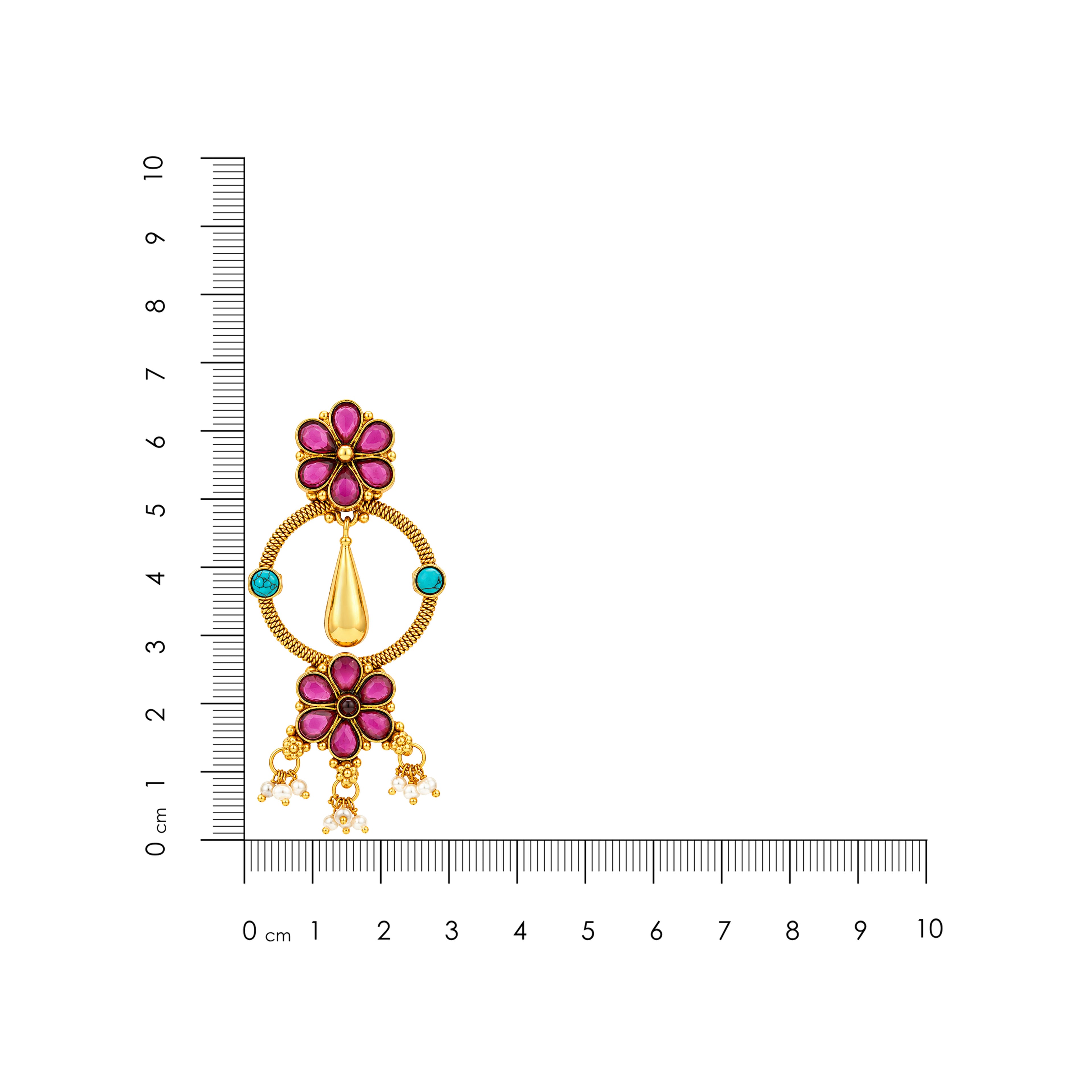 Antique Gold Pink Floral Drop Earrings