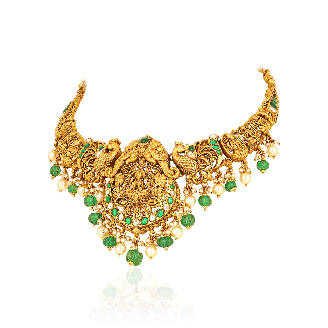 Antique Lakshmi 925 Sterling Silver Peacock Motif Necklace for women