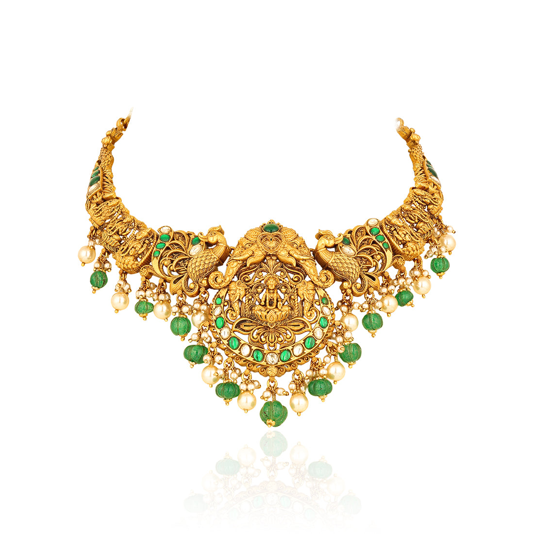 Antique Lakshmi 925 Sterling Silver Peacock Motif Necklace for women