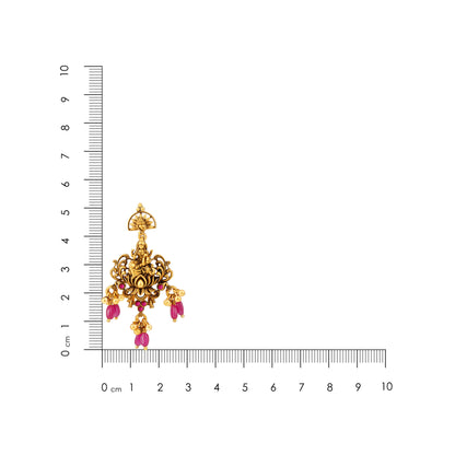 Antique Lakshmi Motif 925 Sterling Silver Pink Drop Earrings for Women