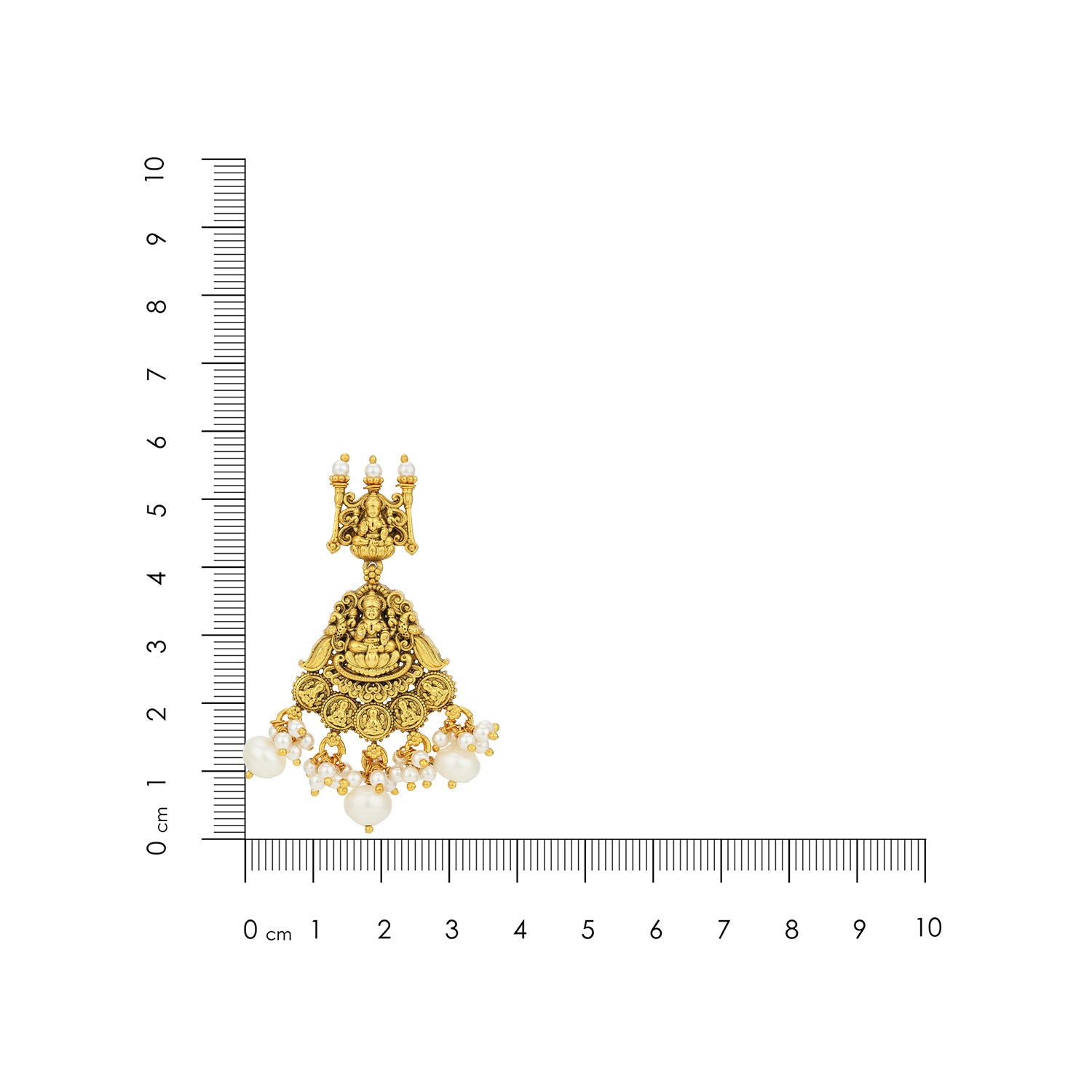 Antique Lakshmi Temple Pearl Fringe 925 Sterling Silver Gold Plated Earrings for Women