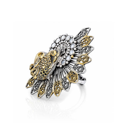 Antique Peacock 925 Sterling Silver Fashion Ring