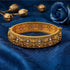 Antique Temple Lotus Cluster 925 sterling Silver Gold Plated Kada for Women