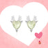 Antlered 925 Rhodium Plated Heart Shaped Studs